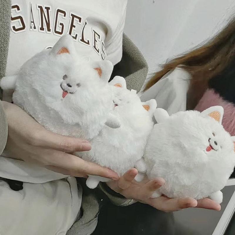 Niedlicher Creme Yaya Samojede Quetschen Cartoon Plüschpuppe Schlüsselanhänger Taschenanhänger