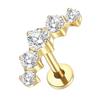 2Pcs Titanium 5 Cz Cluster Climber Stud Earrings 16G Daith Helix Tragus Cartilage Lobe Piercings Flatback Labret Stud Jewelry