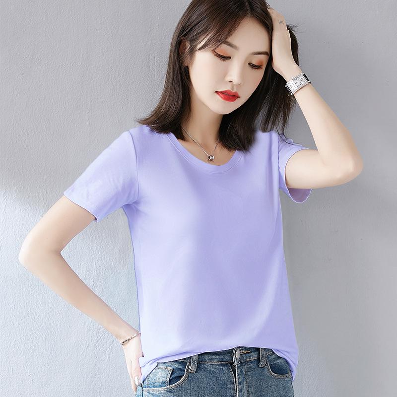 Women's 2022 Green Heart-Shaped V-Neck Short-Sleeve Cotton T-Shirt - Trendy Summer Wear