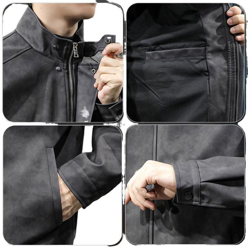 Men's High-End Retro Leather Motorcycle Jacket - American Style, Casual PU Outerwear