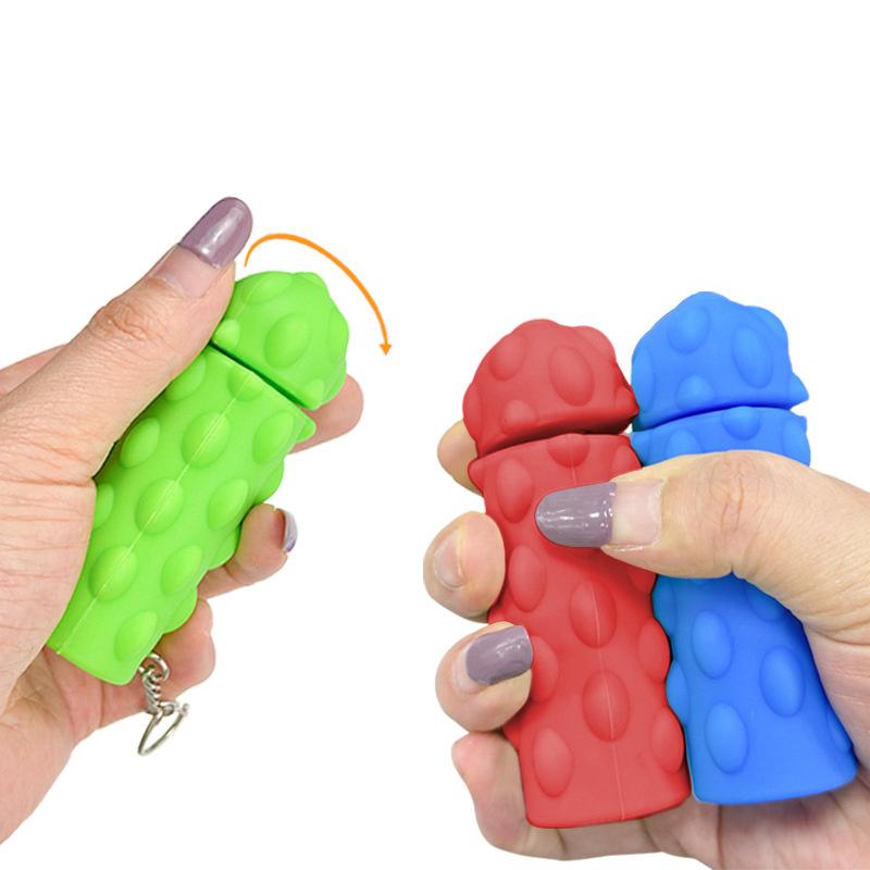 Silicone Decompression Massage Keychain Rotatable Sensory Stress Reducing Massager Adult Pocket Gadget 3D Spikes Grip