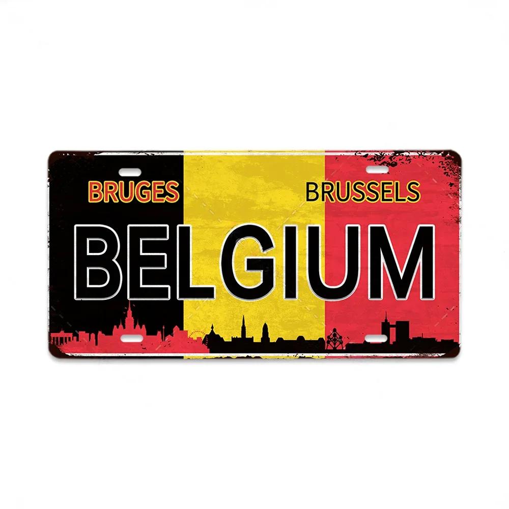 Retro Tin Sign License Plate Various Regions Metal Signs Posters Decor Italy Brazil Japan Poland Korea Ireland Bar Garage Pla