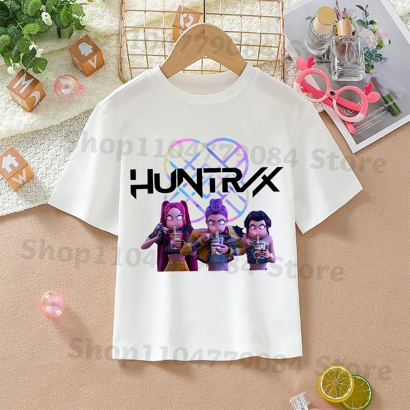 K-pop Demon Hunters White T-shirts for Girls Anime Cartoon Cute Short Sleeved Shirt Children Summer Fashion Sweet T-shirt Gifts