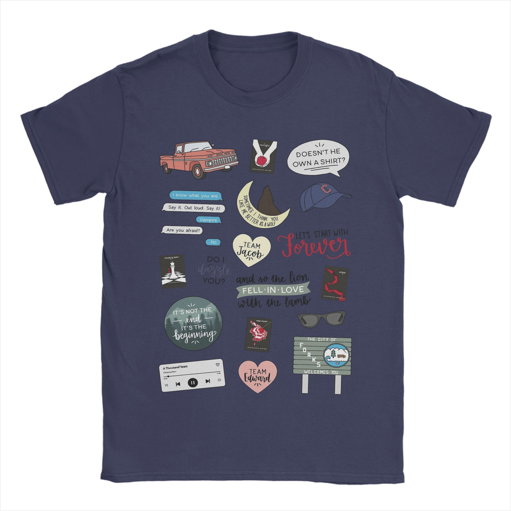 

Funny Twilight Movie and Book Art TShirt Unisex O Neck Pure Cotton T Shirt Short Sleeve Tees Gift Tops 4XL