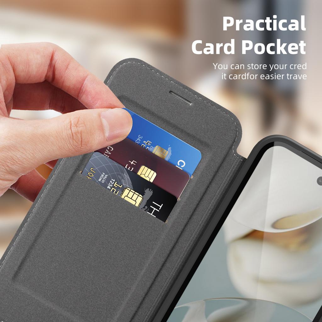 For Google Pixel 9a Case Compatible with MagSafe RFID Blocking Card Holder Leather Phone Cover