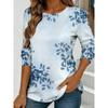 Women's Colorful Floral and Butterfly Print Long-sleeved Loose-fitting Round Neck Top, Casual Everyday Style