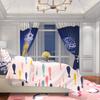 2PCS Ramadan auspicious lanterns blessing Ramadan printed curtain polyester material suitable for bedroom living room,