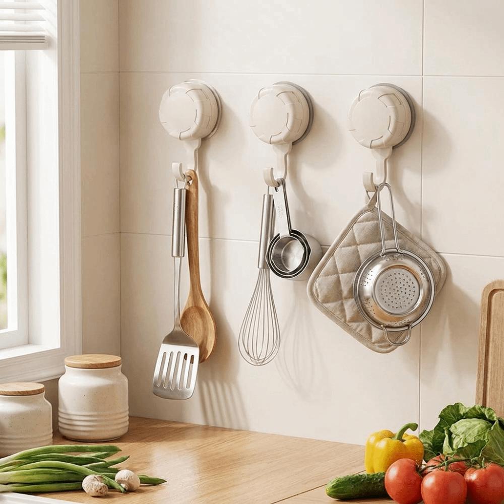 3Pcs Reusable Suction Cup Hooks Waterproof Bathroom Towel Hooks Kitchen Storage Hook  Entryway