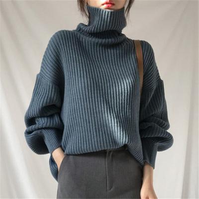 Autumn Turtleneck Knitted Sweater for Women Fashion Long Sleeve  Loose Winter Pullovers Women's Sweaters Elegant Solid Vintage Slim Fit Knitwear 25396