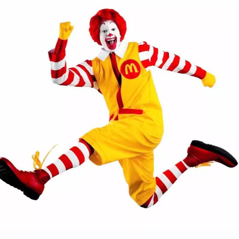 Bine ați venit costum pe costumul unchiului McDonald personaj clovn de mascaradă