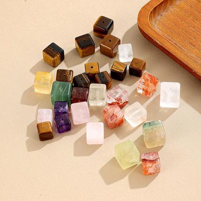 Golden Brown & Soft Pink Translucent Sugar Cube Bead Bracelet Accessories - DIY, Many Colors Available
