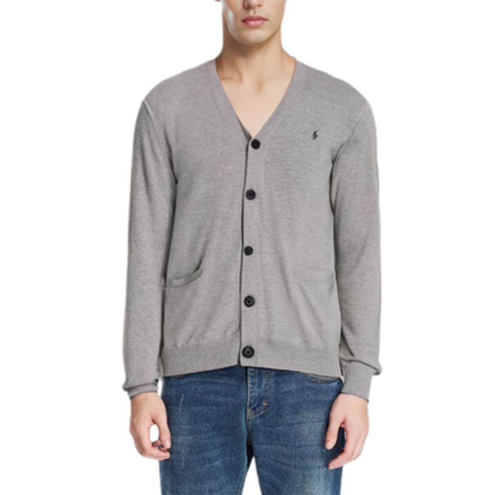 Polo Ralph Lauren Solid Color V-Neck Long Sleeve Sweater Men Sweater Gray MNPOSWE16810319-D86