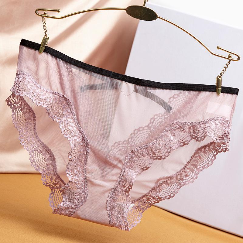 Sommer Damen Slips Hohlspitze Dreieckshose Bedruckt Eis Seide Niedrige Taille Schleife