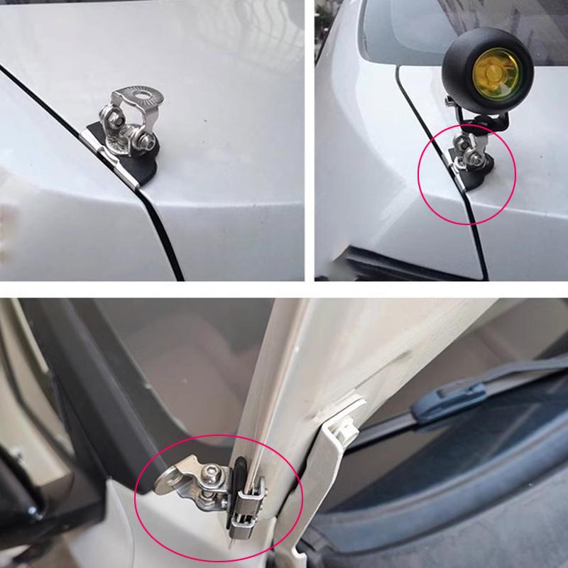 Motorcycle Car Auto Hood LED Work Light Mount Bracket Holders Stainless Steel A-Pillar Engine Cover Lamp Bar Mounting Clamp