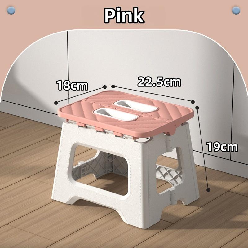 Folding Step Stool, High Load-Bearing 300lb Non-Slip Portable Stool, Space Saving Thickened Plastic Mini Chair for Kitchen Bathroom Camping Fishing