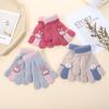 New Children's Gloves Female Cute Cartoon Bunny Autumn and Winter Warm and Cold-proof Boy and Girl Baby Knitted Gloves
