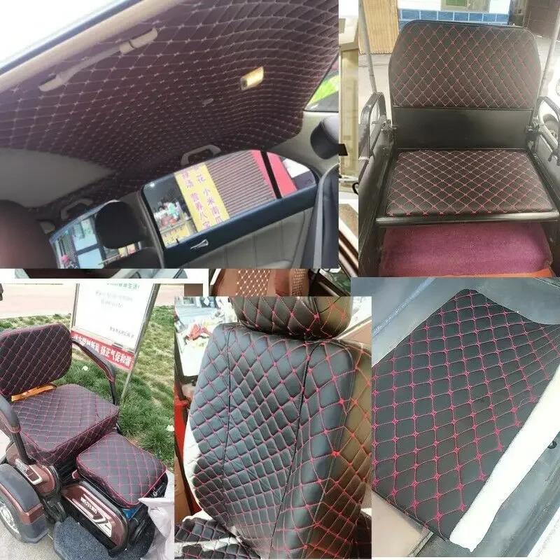 100x140cm Embroidery Quilted PVC Leather Fabric for Car Floor Mat Seat Decoration Faux Leathers Upholstery Wall Craft Material