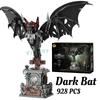 928PCS Gothic Dark Bat Building Blocks,Highly Restored Animal Shape,Day of the Dead Decor,Assembly Bricks DIY Toy Halloween Gift