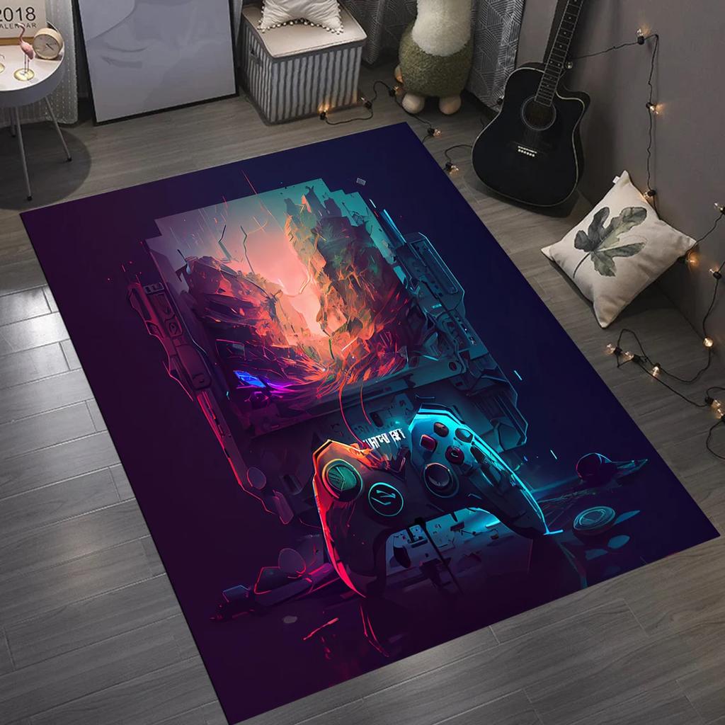 Gamepad Pattern Carpet for Living Room Bathroom Decoration Non-Slip Game Controller Large Area Rug Bedroom Play Room Floor Mat