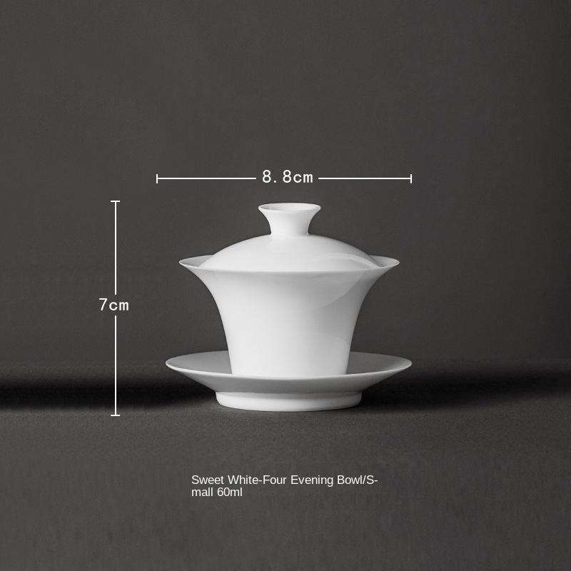 White Ceramic Lidded Bowl Single Kombucha Bowl with Cover Sancai Tea Cup Dehua Ceramic Gaiwan Sweet White Bubble Tea Bowl