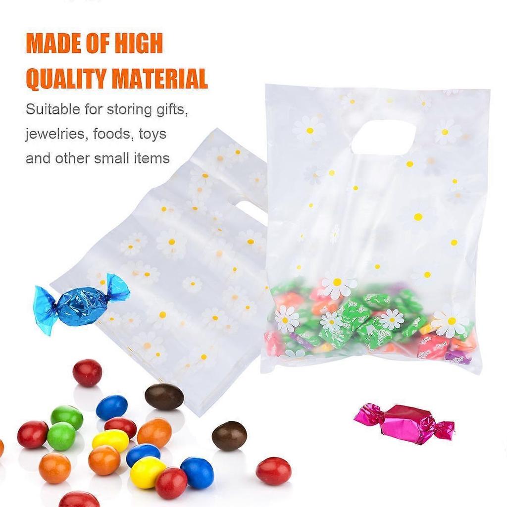 Transparent Plastic Tote Bags Handheld Packaging for Storage Use 100Pcs with Flower Print