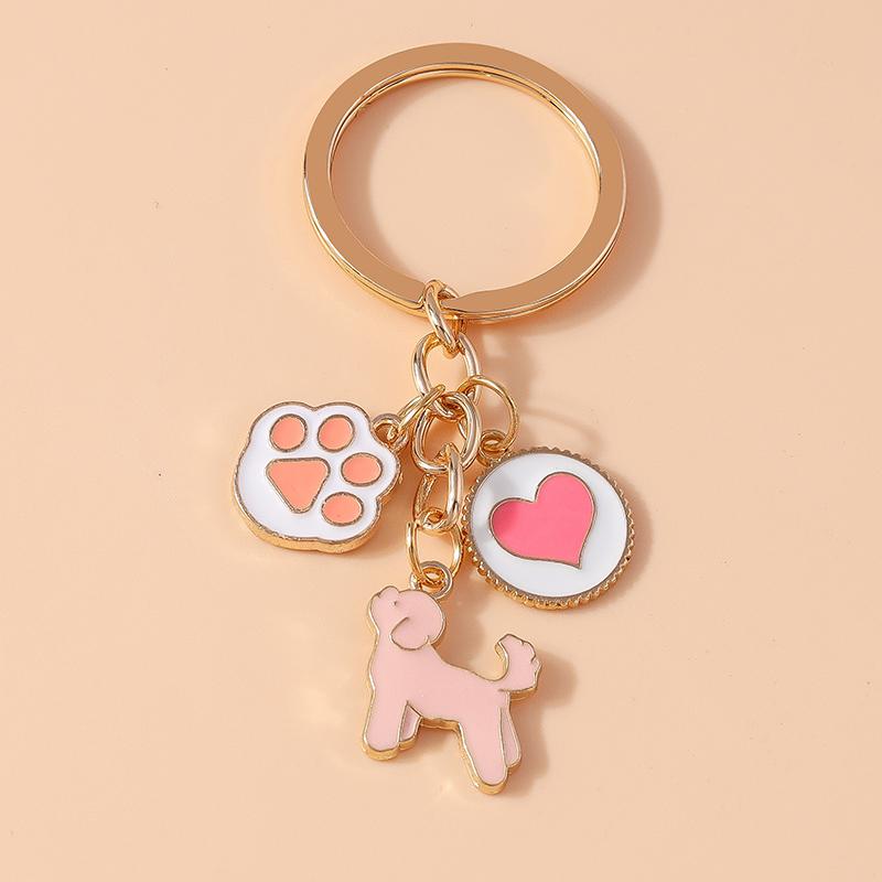 Cute Enamel Puppy Dog Keychain Cartoon Animal Key Ring Pendant for Women Girl Handbag Decor DIY Handmade Jewelry Gift