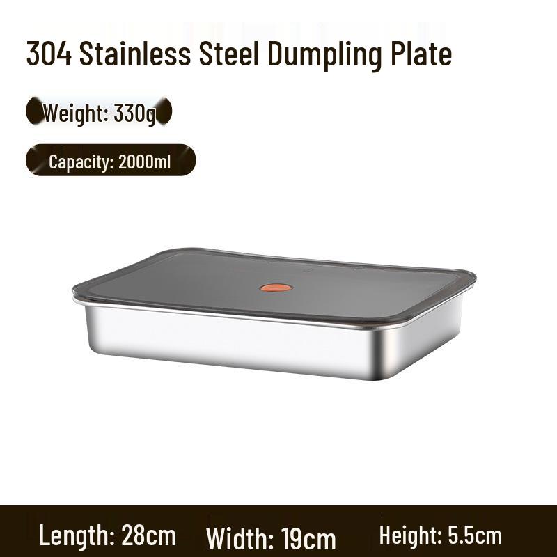 304 Stainless Steel Dumpling Tray: Food Grade Quick Freeze & Fresh-Keeping Box for Refrigerator Storage