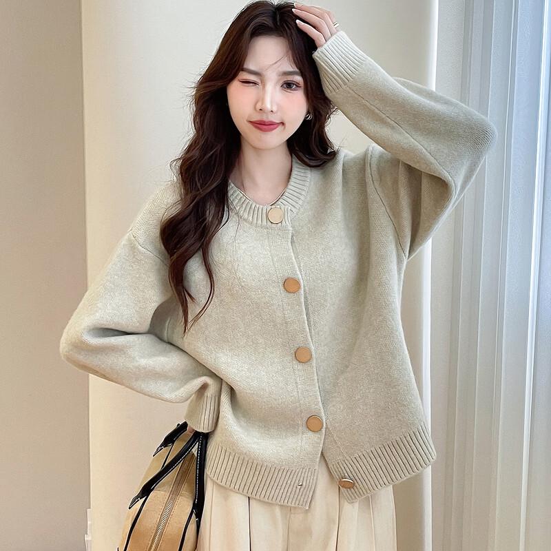 TonLion Women's 2025 A/W Loose Fit Round Neck Cardigan