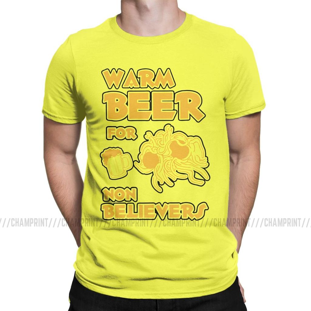 Warm Beer For Non Believers Pastafarian T Shirts Men Flying Spaghetti Monsterism Pastafarianism Fsm Religion Church