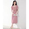 French Style Pleated Puff Sleeve Midi Dress