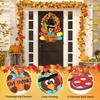 Thanksgiving Decoration Wooden Turkey Pumpkin Door Wreath for Front Door Sign Wall Signs, Thankful Blessed Grateful Pumpkin Sign Hanging for Fall