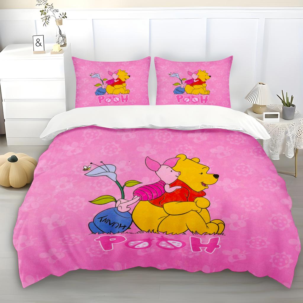 Winnie The Pooh Quilt Cover Set Soft And Durable A Must-Have For Children'S Bedrooms. Brushed Fabric With Zipper Closure.