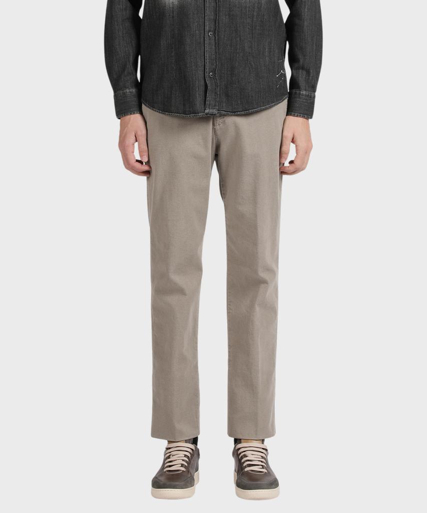 PANICALE Brown Brushed Cotton Regular Fit Pants