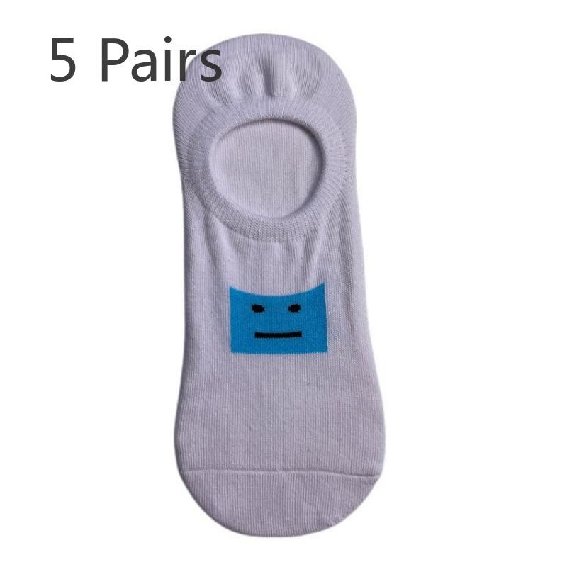 5 Pairs of Men's Short Socks Non-slip Not Off The Heel Tide Summer Thin Frog Rubber Sports Breathable Shallow Women's Short Low Cotton Socks