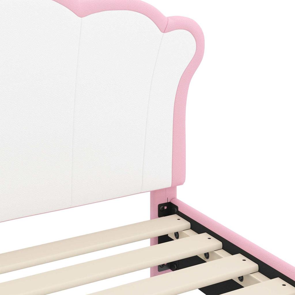 Children s Bed Frame with Headboard Pink 70 x 140 cm PU
