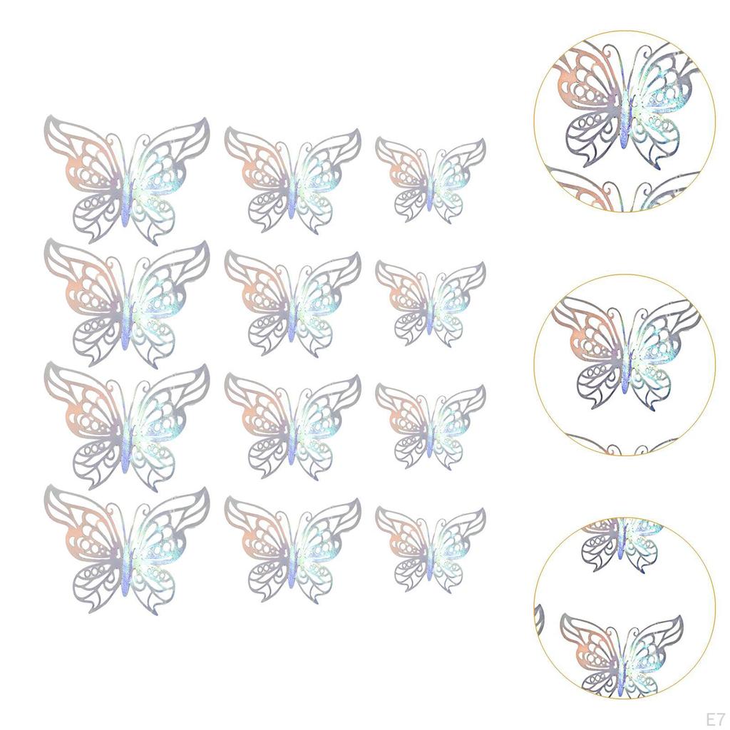 12 Count 3D Hollow Butterfly Wall Stickers for Event Decoration in Multiple Sizes