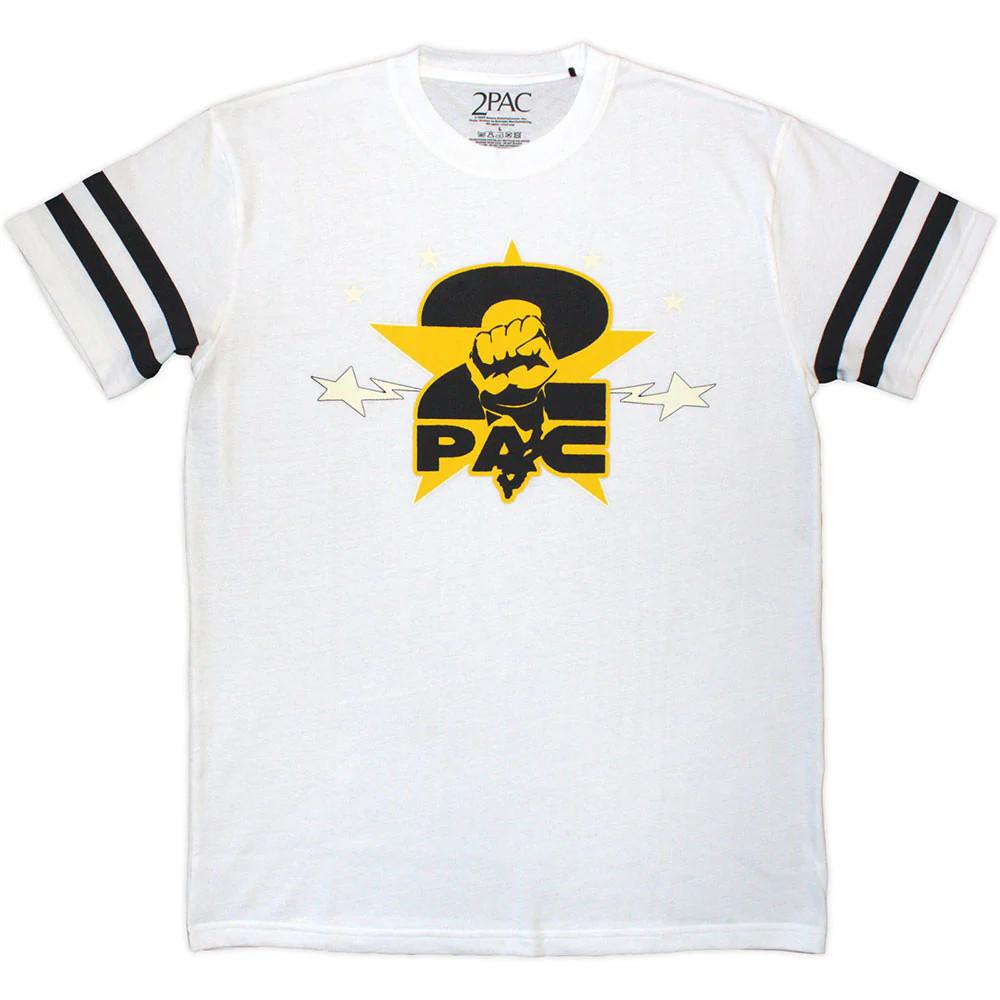 Tupac T-Shirt: Stars Logo (White) OFFICIAL NEW XXL