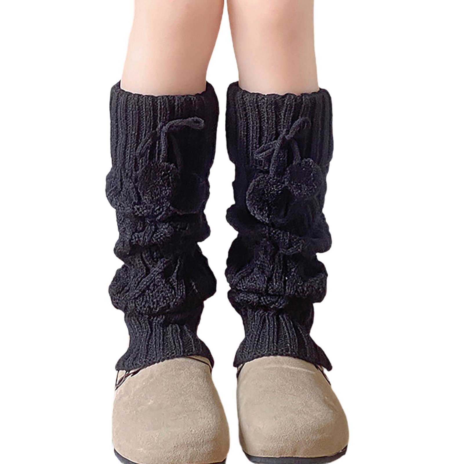 

Гетры для девочек, мягкие и дышащие, вязаные носки, рукава для подростков, однотонные, модные зимние аксессуары чёрный