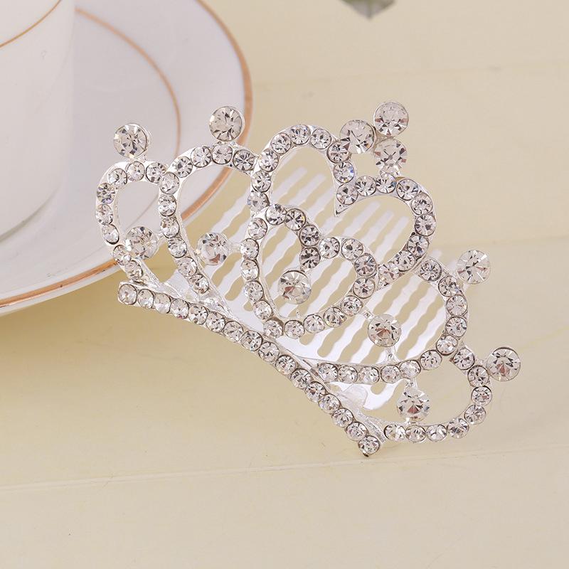Korean Style Crown Jewelry Comb Hair Ornaments Princess Rhinestone Crown Alloy Colorful Girls Birthday Dance Hair Accessories