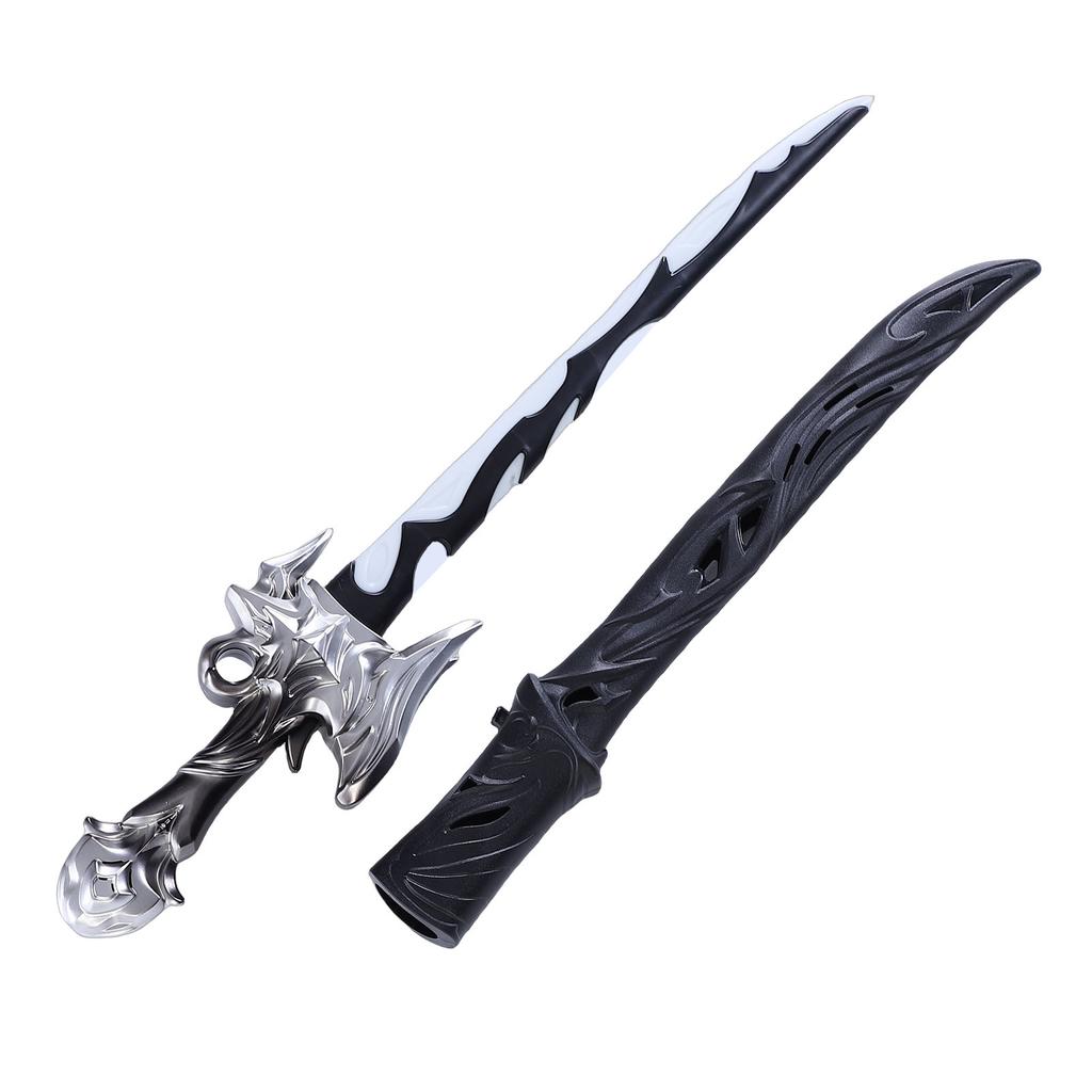 Light Up Sword Toy RGB LED Lighted Saber with Sound Sensor Sheath for Cosplay Party Display Birthday Gifts Silver