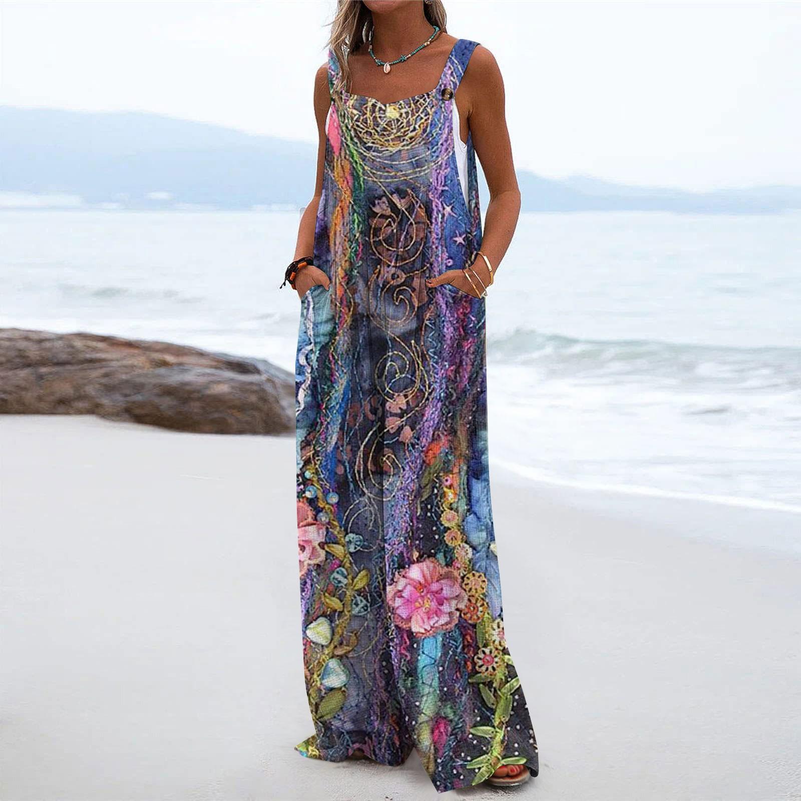 

Женский цельный комбинезон на пуговицах, повседневные свободные комбинезоны без рукавов с карманами XXL фиолетовый