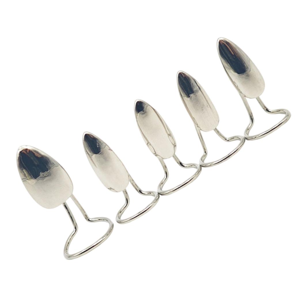 Pack Of 5 Edgy Metal Nail Rings Hypoallergenic Alloy Finger Jewelry For Trendy Fashion Statements And Bold Everyday Looks