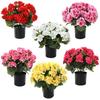 Artificial Geranium Flowers for Outdoors 13" Potted Fake Geraniums Bush UV Resistant Faux Silk Flower for Front Porch Garden Yard Patio Decor