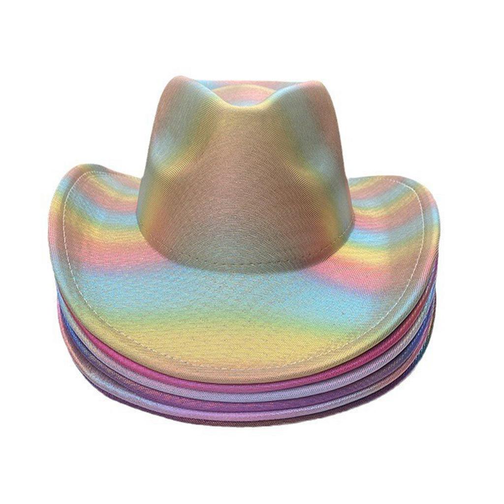 Cowgirl Hat with Dainty Rainbow for Bachelorette Party Holiday Western Cowgirl Hat for Bride for Outdoor Birthday Party