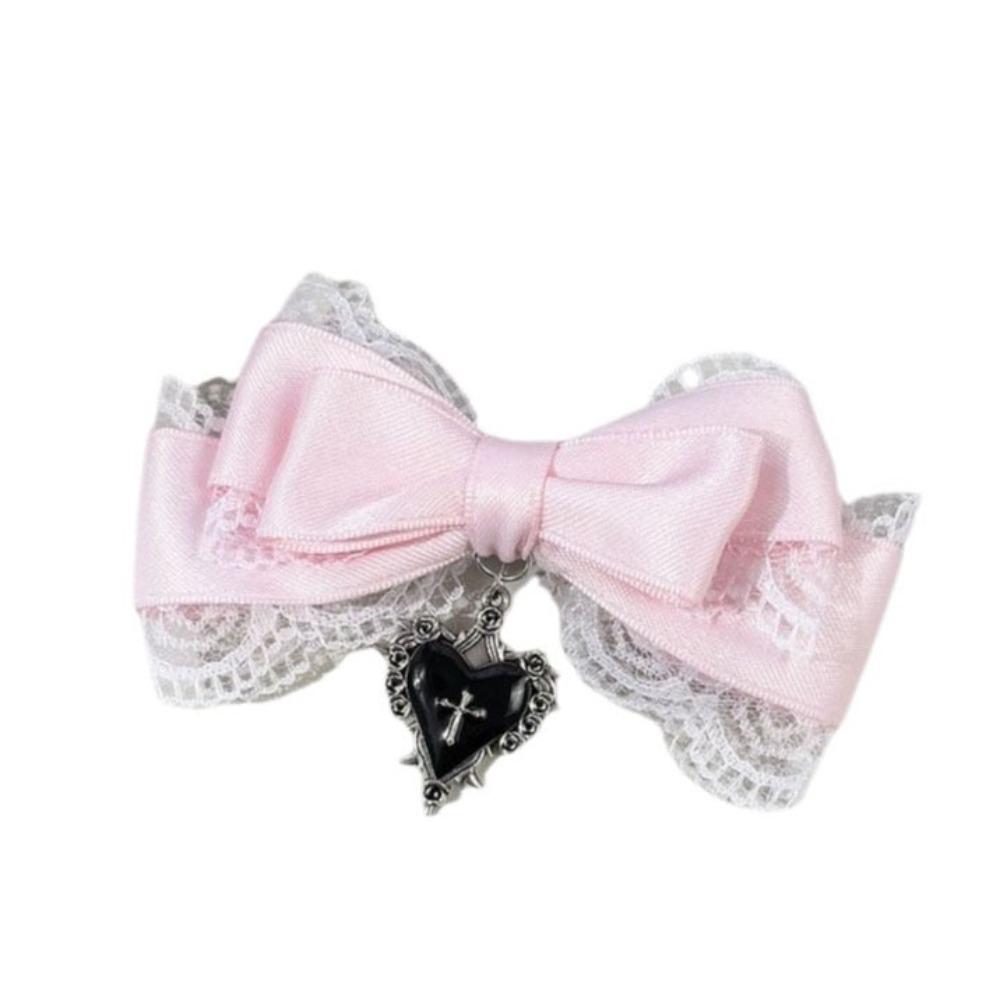 Ribbon Cute Duckbill Clip Gothic Children Side Clip Cool Hair Barrettes Hair Accessories розовый