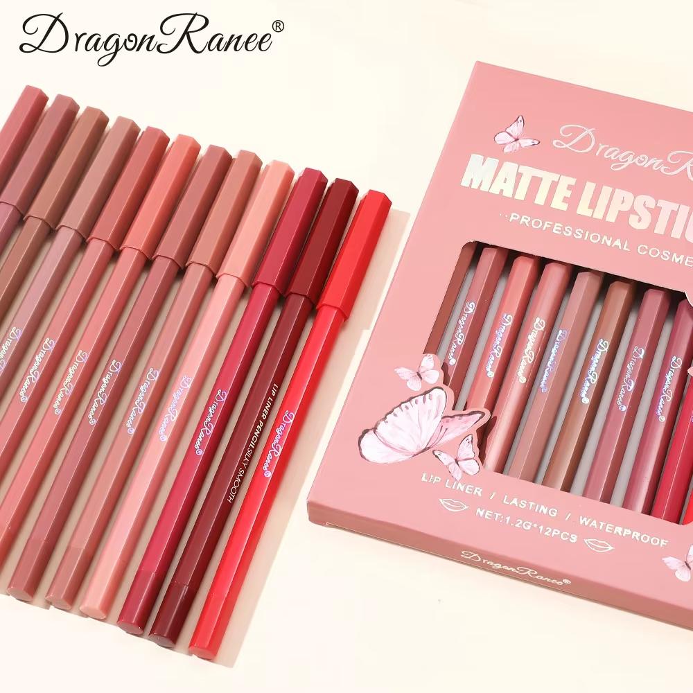 12-Piece Lip Liner Set Velvet Matte Matte Waterproof and Sweat-Proof Non-Fading Lipstick Autumn and Winter Whitening Complexion Long-Lasting Lip Liner