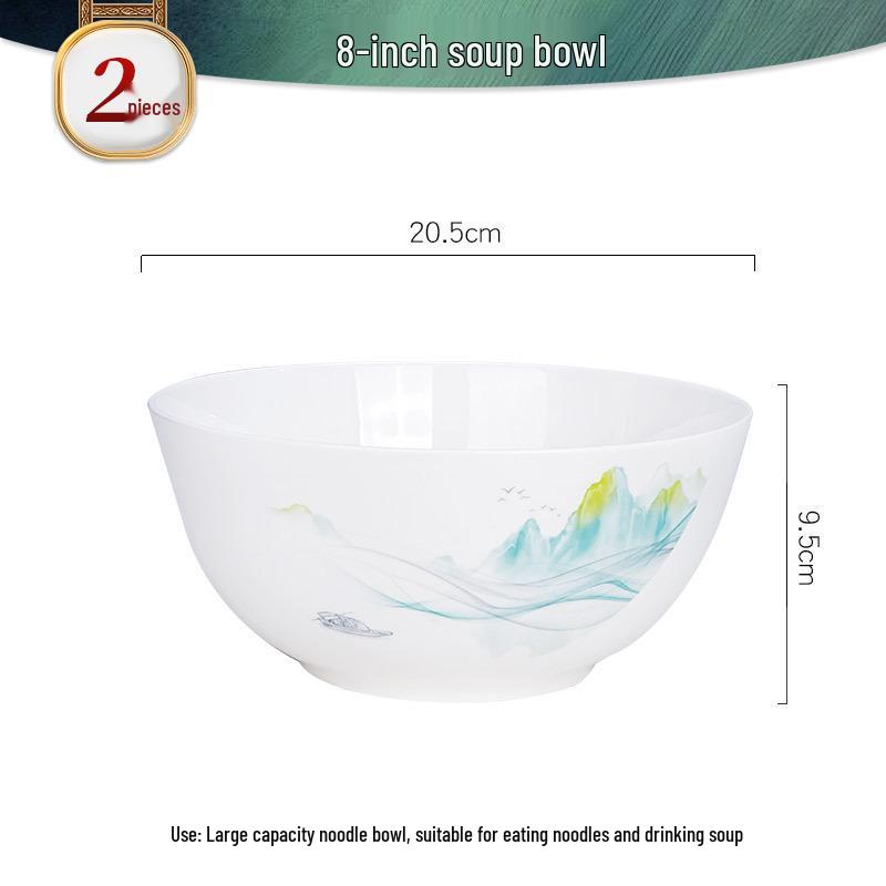 Tangshan Bone China Bowl Set: Rice, Soup, Noodle Bowls & Plates with Chopsticks - Perfect Housewarming Gift