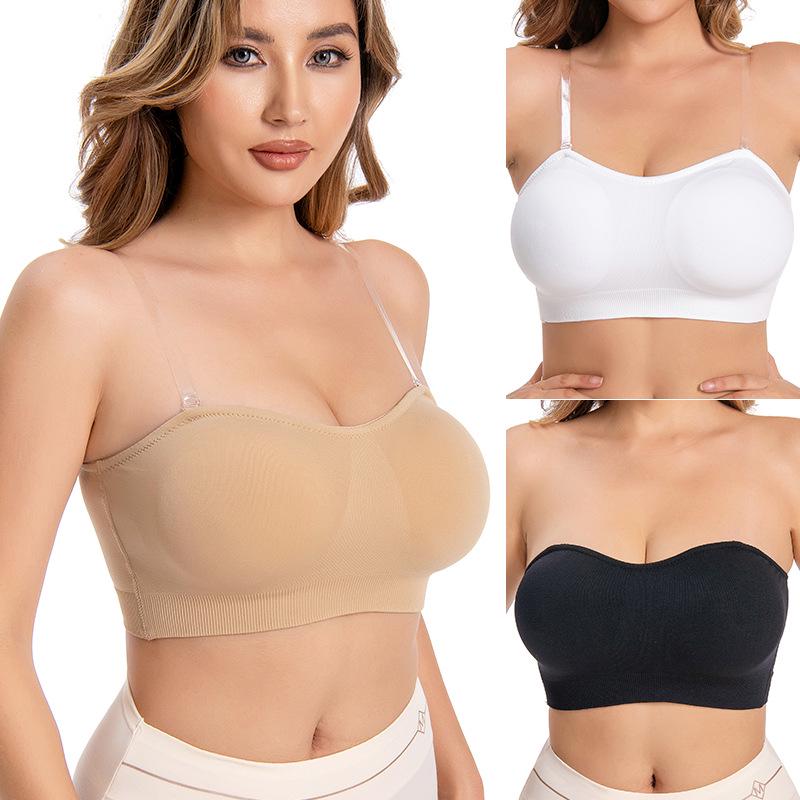Plus Size Women's Strapless Silicone Non-Slip Seamless Bralette