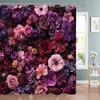 Rose Floral Flowers Wall Curtain Shower Curtain, Bathroom Decorative Shower Curtain, Waterproof Shower Curtain with Hooks