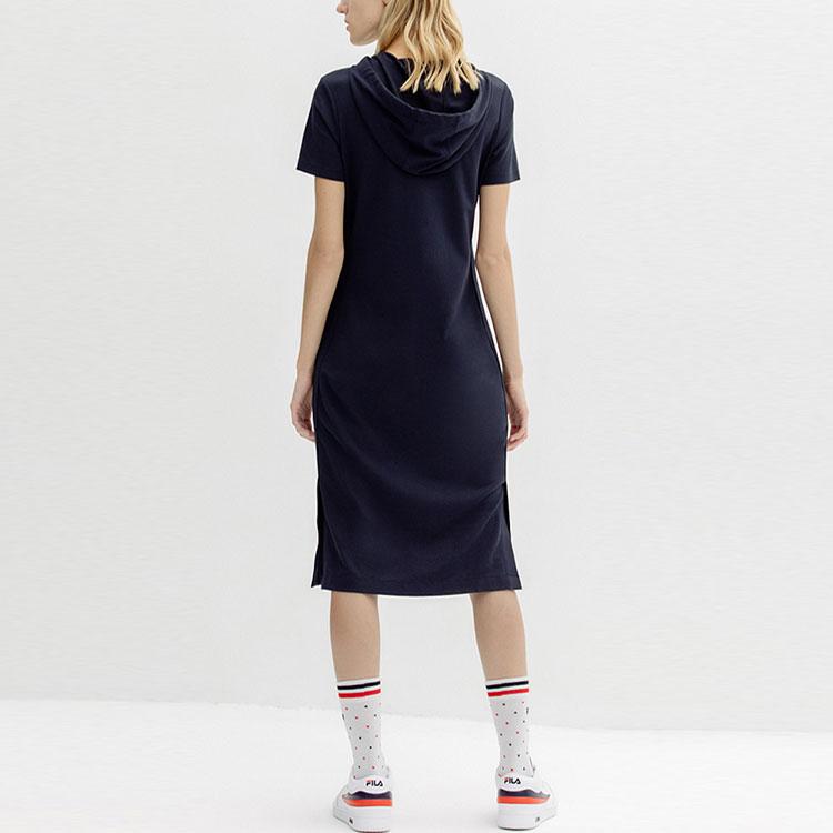 Fila Classic Fashion Sports Hoodie Dress Women Dresses Legendary-Blue F51W221307FNV